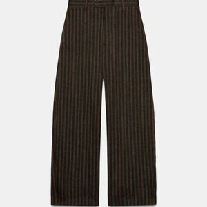 NWT Dark Khaki Striped Linen Blend Pants, L